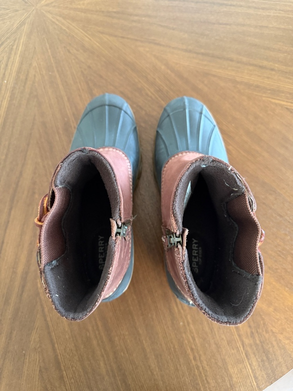Sperry Brown Leather Upper and Black Rubber Duck Boots - Picture 7 of 7